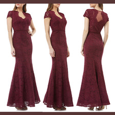 NWT 328 JS Collections Lace Mermaid Gown in Carbernet Red SZ 8  E551