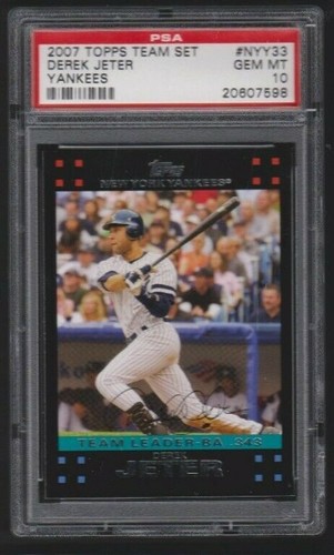 2007 TOPPS GIFT TEAM SET YANKEES BLACK BORDER #NYY33 DEREK JETER PSA 10 GEM POP1