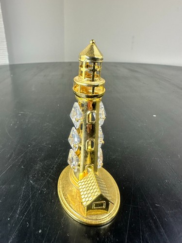 Vintage Millennium Lighthouse 24K Gold Plated w Crystal Nautical Decor Collector - Picture 3 of 8