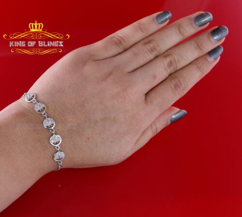 925 Silver Butterfly Men's/Womens Bracelet White with Cubic Zirconia Size 7 Inch - Picture 4 of 9