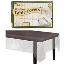 Disposable Clear Plastic Table Cover Ultra Heavy Duty Party Supplies Tablecloth