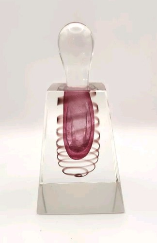Art Glass Hand Blown Perfume Bottle W/Stopper Dabber Cranberry - Picture 3 of 11