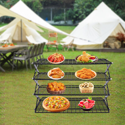 4-Tier Collapsible Cooling Rack Adjustable Design Stackable Cooling Rack Shelf
