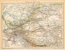 KASHMIR  TIBET  INDIA CHINA RUSSIA  printed in  1894 Tashkent Samarkand Kabul
