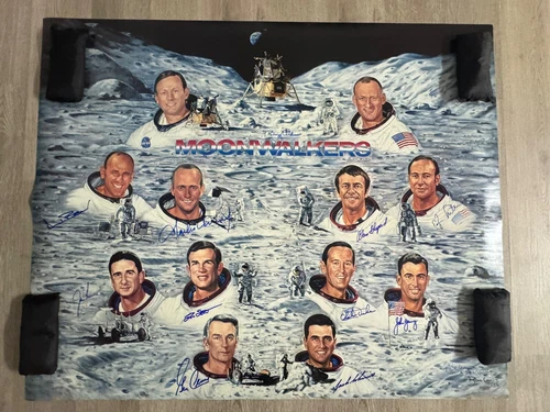 Apollo Astronauts Moonwalkers LE Litho Autographed By 11 Aldrin Shepard Young JD