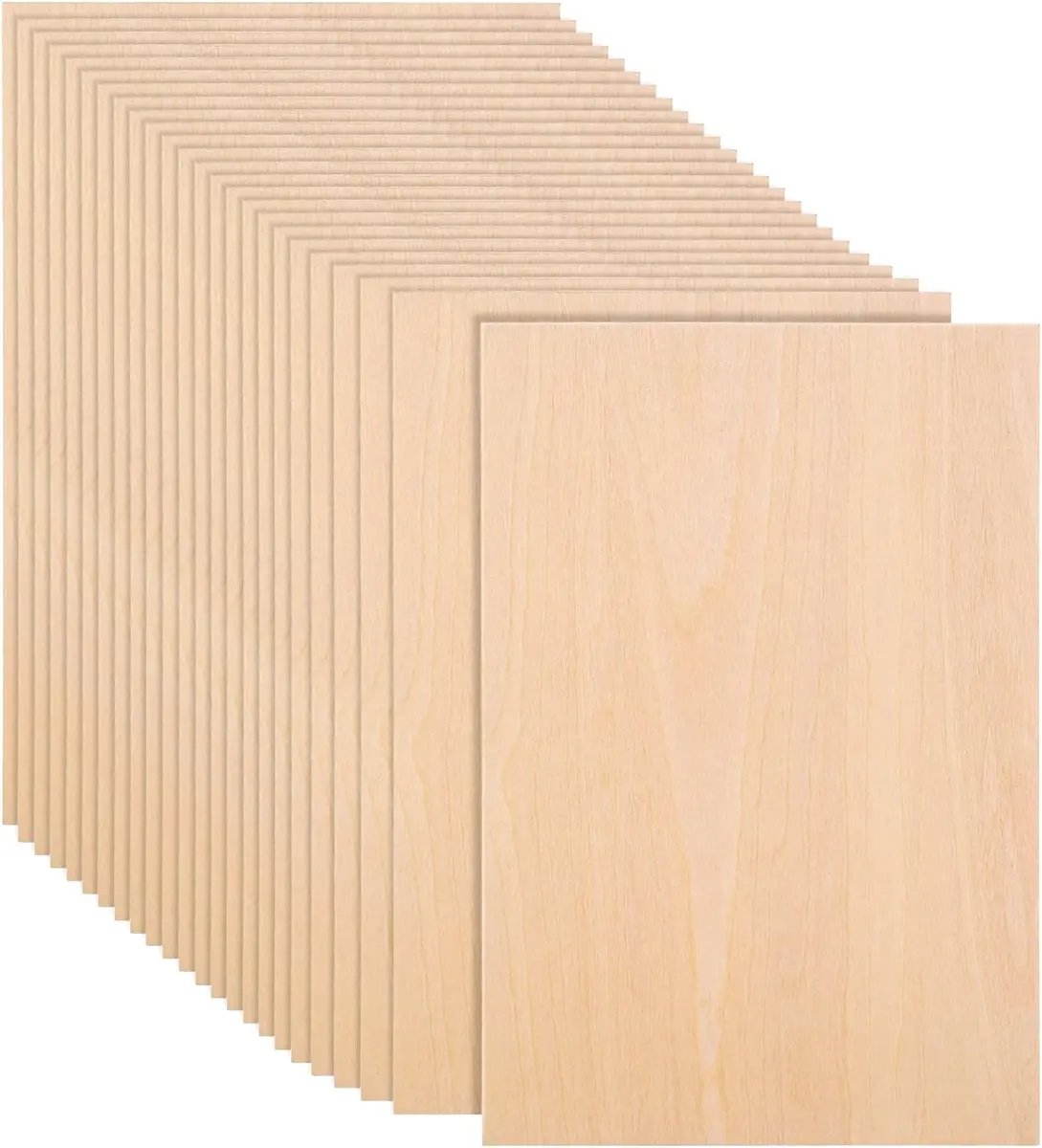 25 Pack 8 x 12 Inch Basswood Sheets, 1/16 Thin Craft Plywood