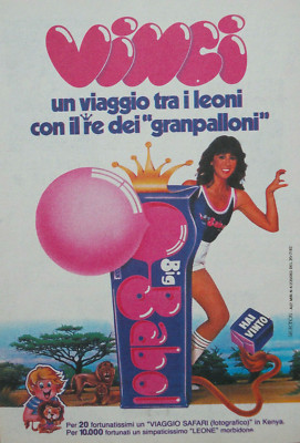 Advertising Cutout Italy 1983 CHEWING GUM BIG BABOL DANIELA GOGGI.
