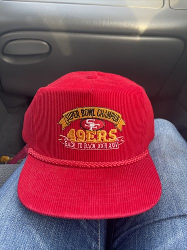 Vintage SF 49ers Hat Red Corduroy Back 