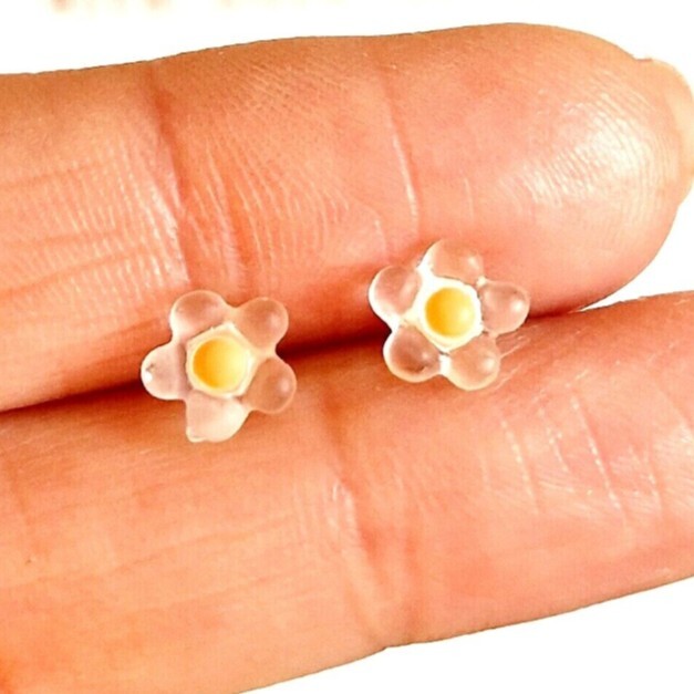 Summer Holiday Clear & Orange Flower Stud Earrings with Free Gift Bag-image