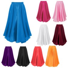 UK Girls Solid Color Chiffon Swing Long Skirt Latin Dance Ballroom Party Costume