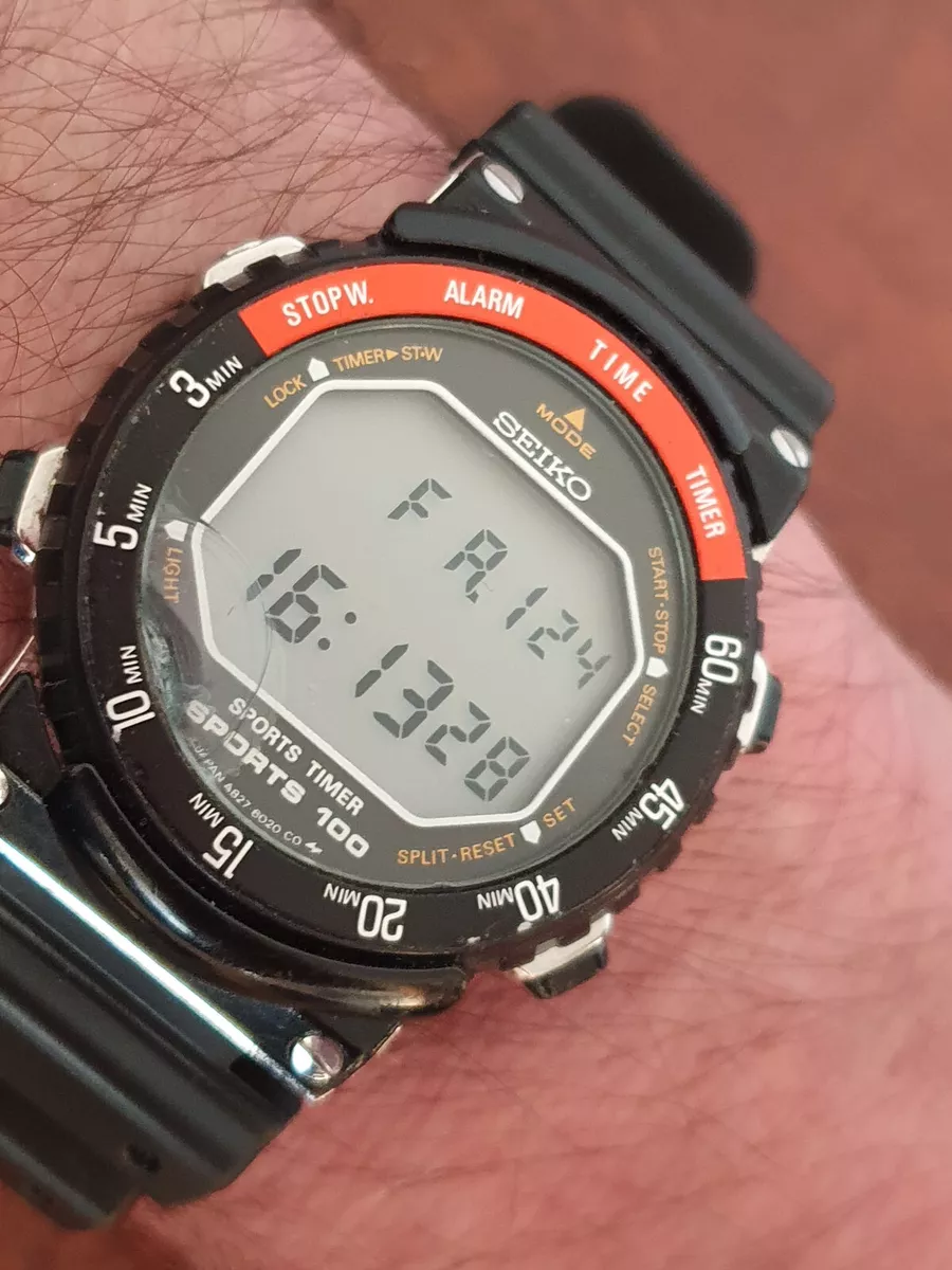 Vintage Seiko Sports 100 Timer Watch A827 6020 digital NASA space astronaut