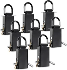 Stake Pocket D Ring Heavy Duty Adjustable Trailer Stake Pocket,Black, 8 Pack