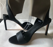 Vince Sandals Leather Stretchy Ankle Cuff Stiletto Black Sze 6 Italy" Sample "