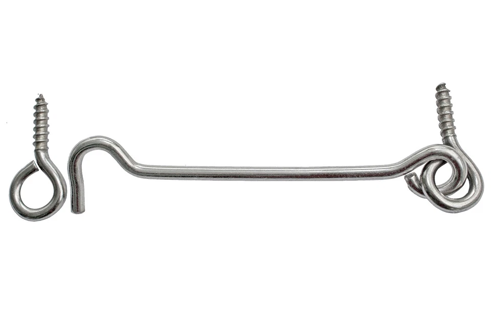 4 x Sturmhaken 80 x 4 mm Fensterladenhaken mit Öse Holzgewinde Verzinkt