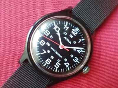 Timex Aqua Manual Rare Tag Included Black Dial Military Watch