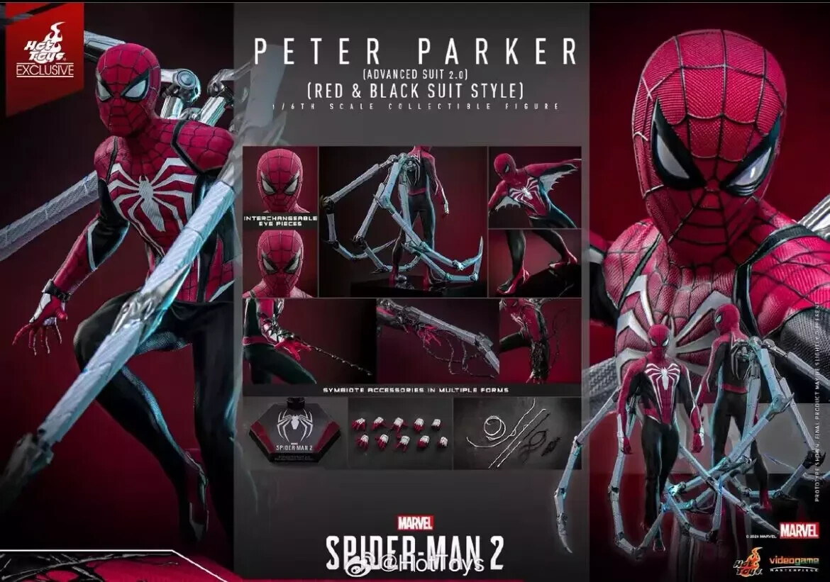 New Hot Toys VGM66 SPIDER-MAN 2 1/6 PETER PARKER ADVANCED SUIT