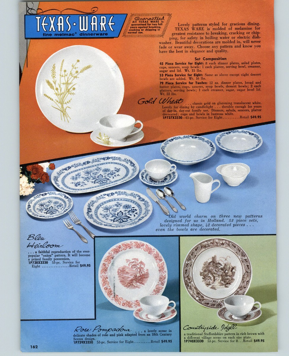 1960 PAPER AD Dinnerware Melamine Melmac Texas-Ware Coronado Wild