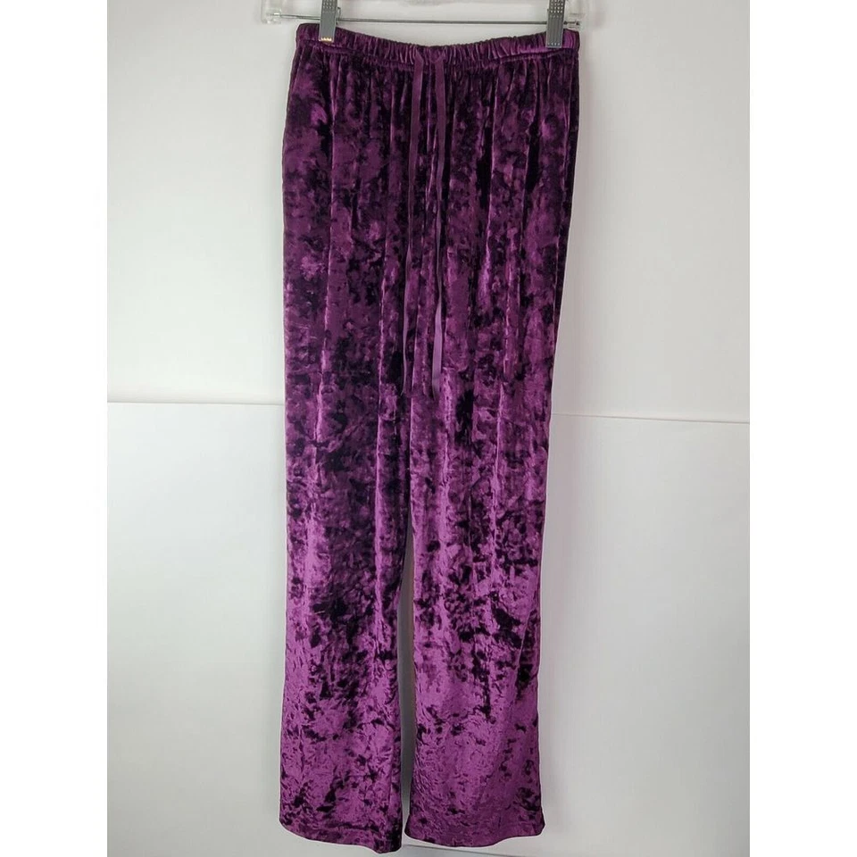 LIVE LOVE LOUNGE Conjunto de Pijama de Terciopelo Púrpura Talla Pequeña Karen Neuburger Acogedor Foto 2 de 4