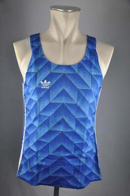 Adidas vintage Achselshirt 80er oldschool Shirt blau Gr. 5 S Singlet 80s AQ4