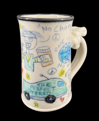 Tom Edwards Hand Thrown Art Pottery Funny Mug Psyched About New Socialist Utopia