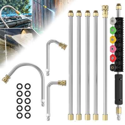 #ad Sealegend Pressure Washer Extension Wand with 6 Spray Nozzle 9 FT Silver $39.90