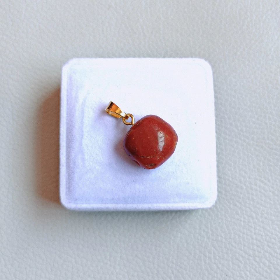 Colgante Coral Rojo Vintage Coral Natural Colgante Coral Hecho a Mano Piedras Preciosas Colgante Foto 3 de 4