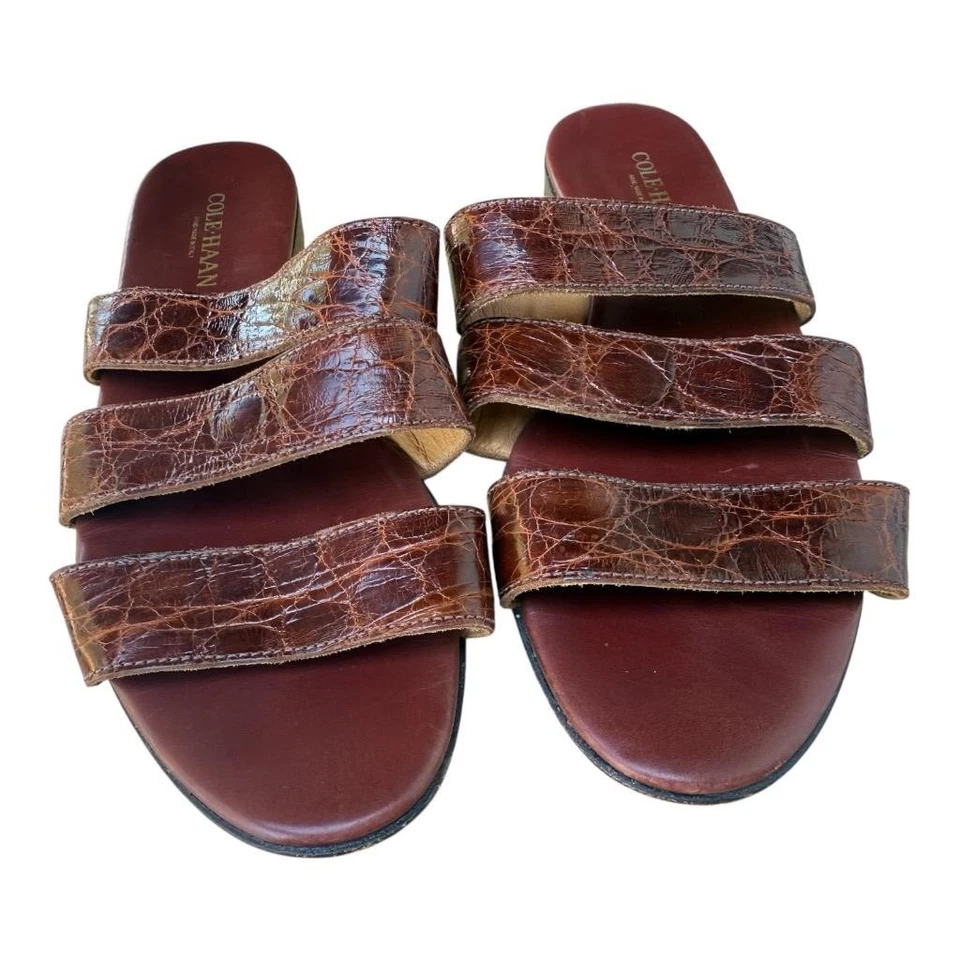 复古 Cole Haan Gator 印花拖鞋凉鞋女式 7.5 码 — 第 4/4 张图片