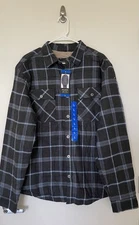 Grizzly Mountain Men’s Flannel Shirt Jacket Sherpa Lined Size L Plaid Gray New