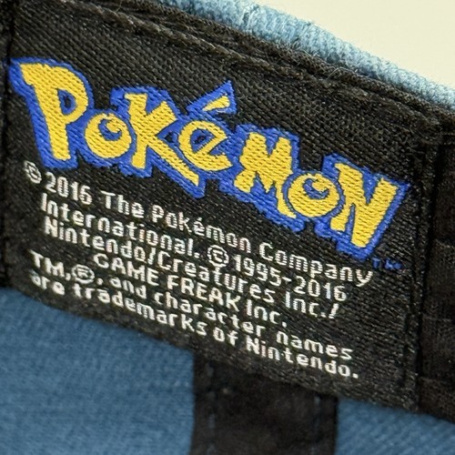 Pokemon Ball Wide Brim Blue Embroidered Snap Back Hat Cap OSFA Game Freak 2016 - Picture 11 of 11