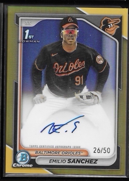 2024 Bowman Chrome Emilio Sanchez Auto Gold Refractor 1st #/50