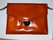 DESMO Brown Leather Envelope Clutch, Shoulder Bag Convertible, Italy