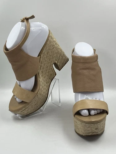 NIKE Sandali donna Cole Haan N. Air pelle marrone juta zeppa tacco misura 8B.