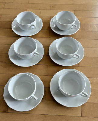Herend Porzellan Tee Service 6 Personen Weiß Tasse 20724 Untertasse 20706