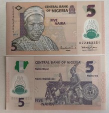 Nigeria 5 Naira 2013 P38 Prefix DZ Replacement UNC