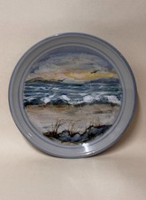 Highland Stoneware Scotland Hand Painted Seascape Landscape Pottery Wall Plate