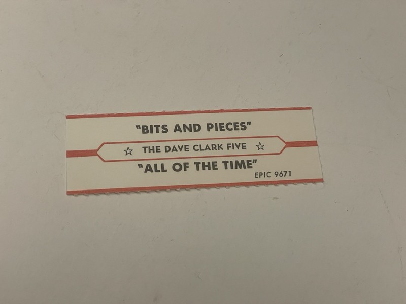 Jukebox Title Strip Dave Clark Five Bits & Pieces All Of The Time Epic