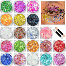 Body Glitter Face Glitter Makeup Festival Glitter, 20 Colors Face and Body Glitt