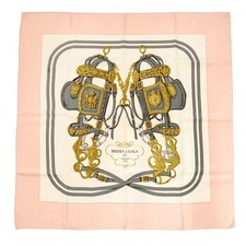 Hermes Carre 90 Brides de GALA Pink Silk Scarf Used Great Condition From Japan