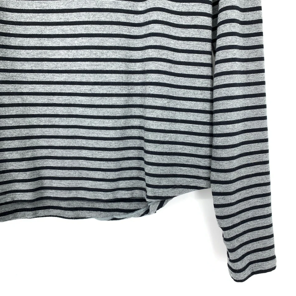 Camiseta Cabi Pivot a Rayas para Mujer Talla Grande Gris Negra Manga Larga Cuello Redondo Foto 4 de 4