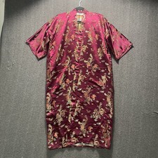 Planls Made in China 100 Pure Silk Women  s Kimono Robe Medium Burgundy No Sash