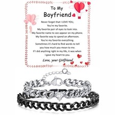 Matching Couple Cuban Chain Bracelets Gifts for Boyfriend Husband Soulmate - 02