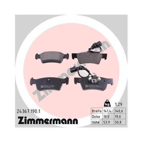 Plaquettes de frein Zimmermann 24367.190.1 anti-bruit pour freins VAG