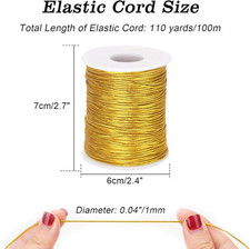 2 Rolls Gold Elastic Cord Gold Rope Gold Thread Elastic Ribbon Metallic Tinse...