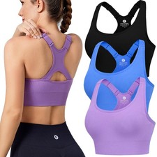 Adjustable Sports Bras for Women 3/4 Pack Racerback High Support Bras Padded ...