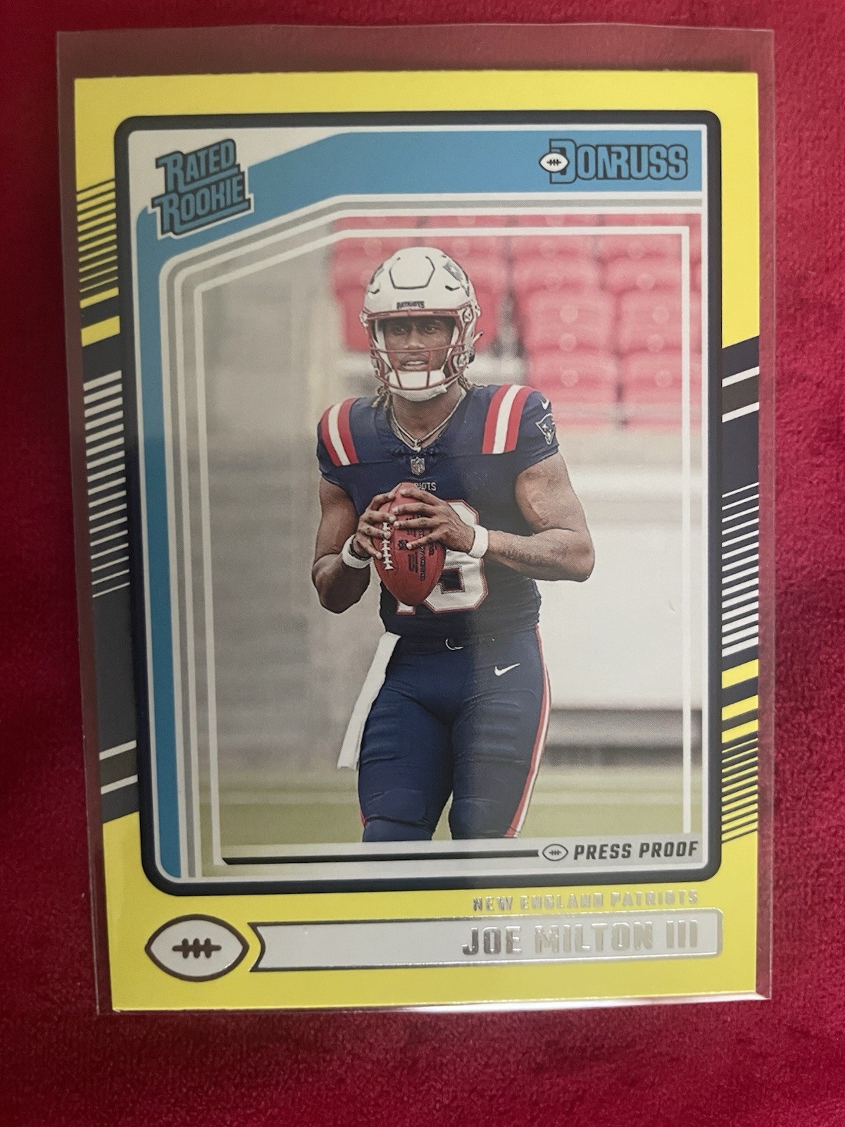 2024 Panini Donruss Rated Rookie Joe Milton III #319 Press Proof Yellow (RC)