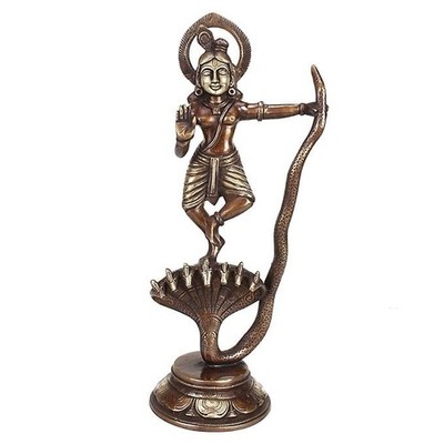 Messing Kaliya Mardan Krishna Statue Skulptur Figur