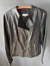 Black Calvin Klein Faux Leather Motorcycle Ja...