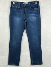Levi Strauss Signature Gold Mid Rise Straight Jeans Women  s 12S Blue Mid Wash