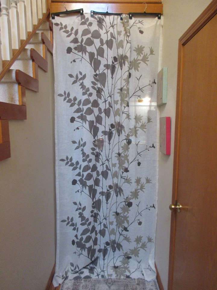 DKNY Tejido Semi Transparente Ventana Acento Cortinas Hoja Tema 50" X 106" 3 Paneles B50 Foto 2 de 4