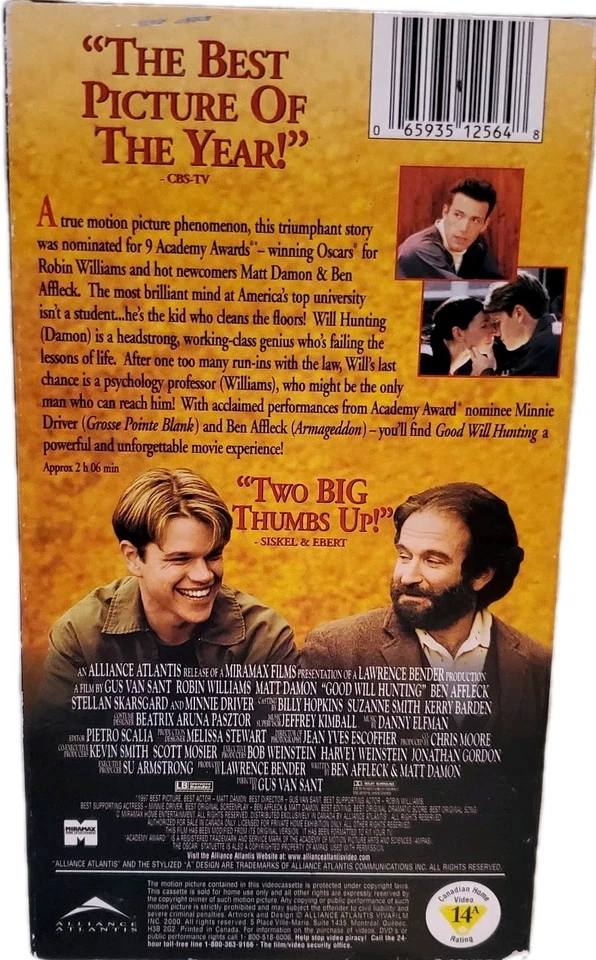 Good Will Hunting VHS 1997  Matt Damon Robin Williams Brand New Sealed - Image 2 of 3